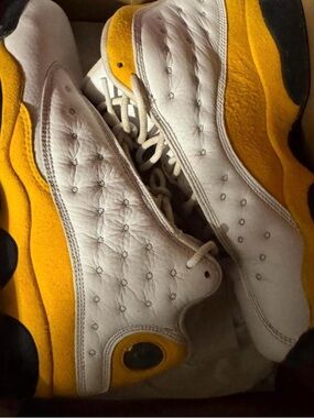 Jordan Kids Shoes White and Yellow Basketball Sneakers